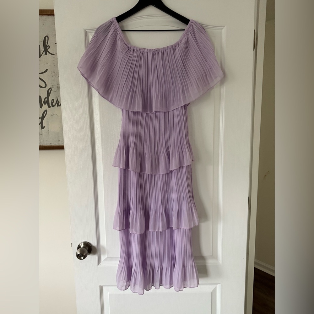 Lavender Ruffle Tiered Strapless Midi Dress - Size Small - Picture 4 of 9